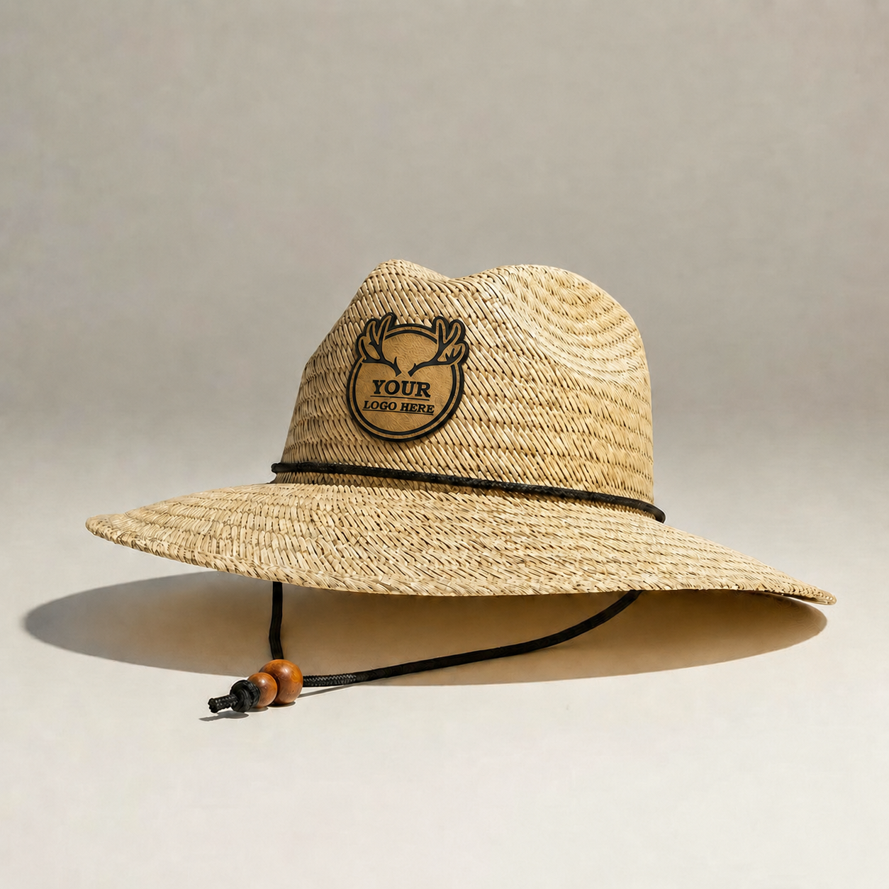 Custom Straw Hats with Leather Patch