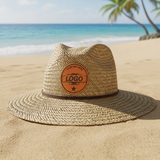 Custom Straw Hats with Leather Patch