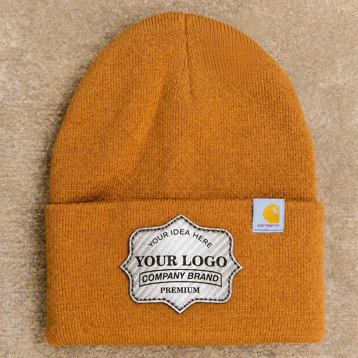 Custom Carhartt Beanies Leather Patch Laser Engraved