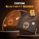 Custom Carhartt Beanies Leather Patch Laser Engraved