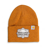 Custom Carhartt Beanies Leather Patch Laser Engraved